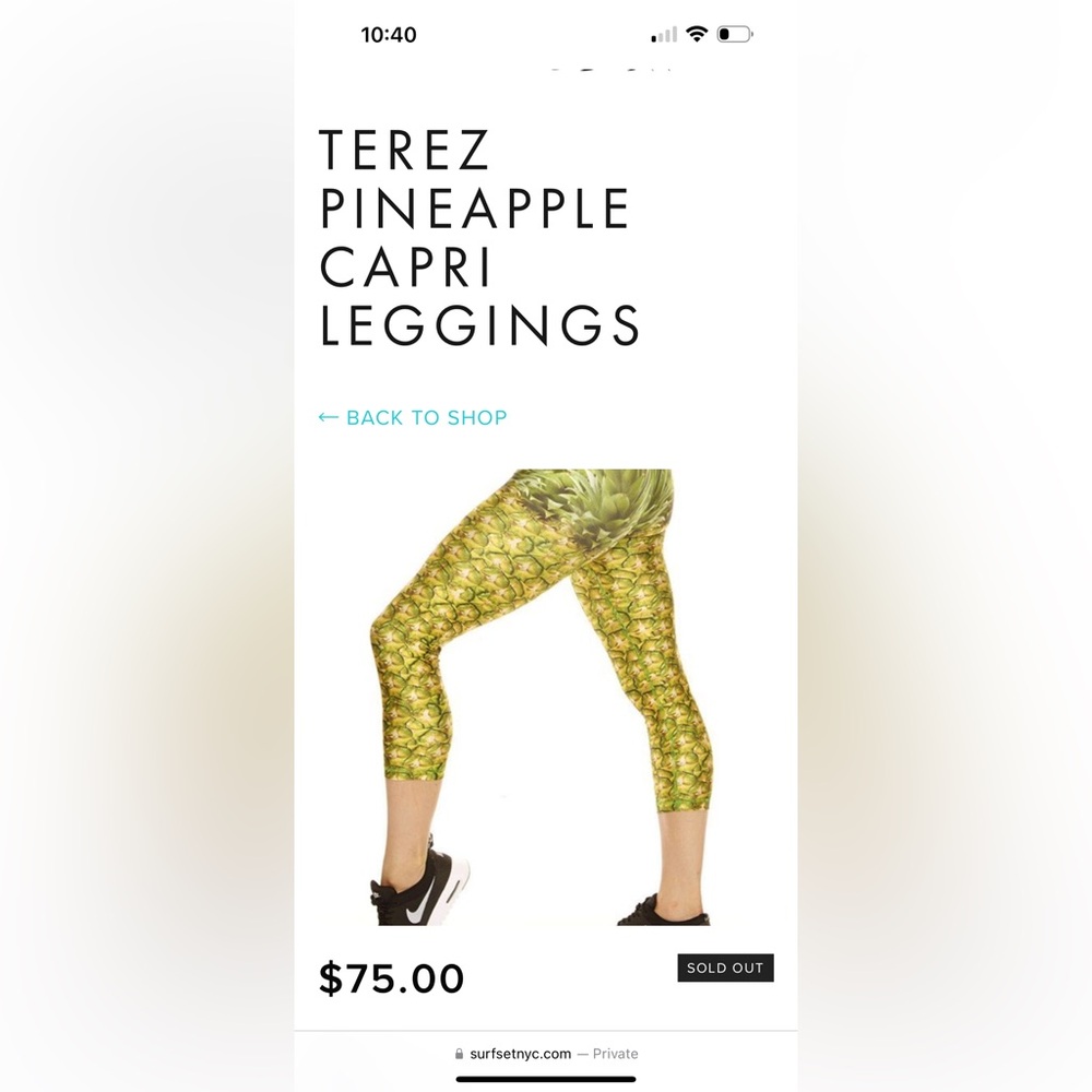 Terez NWT Pineapple Crop Leggings size X-small